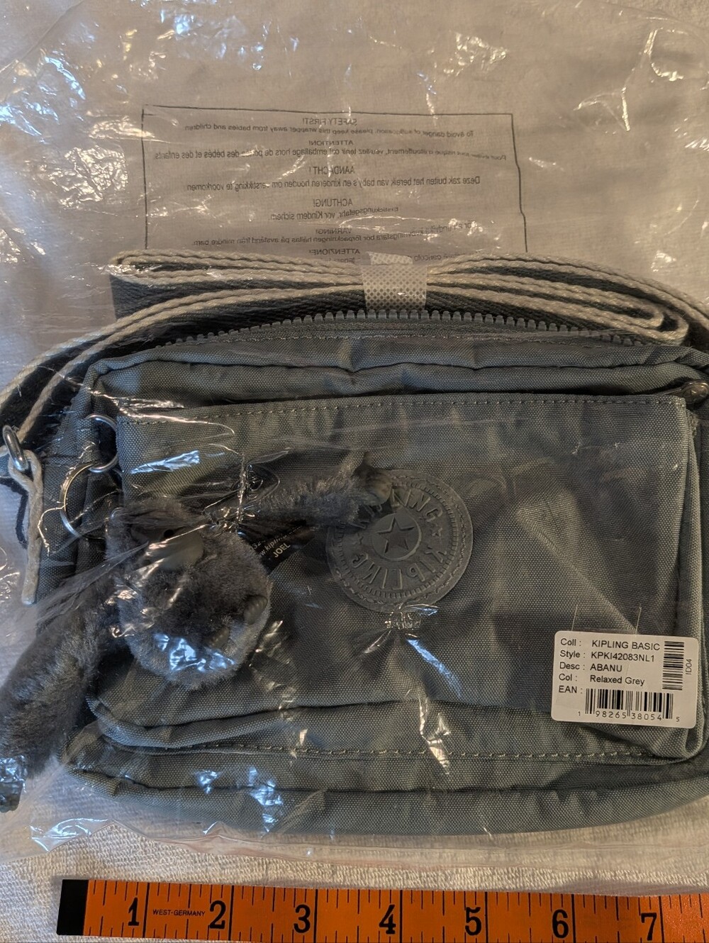 Kipling Abanu Relaxed Grey Mini Crossbody Belt Bag